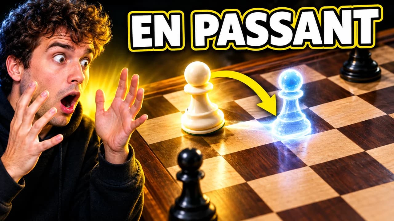 Chess meme thumbnail: a stunned man on the left beside a pawn capturing past a glowing ghost pawn, text EN PASSANT