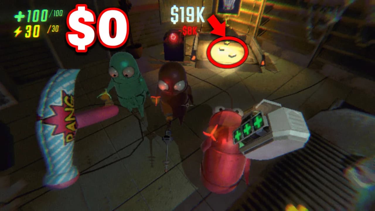 R.E.P.O. thumbnail: three semibots around a broken item circled in red, the value counter at $19K with -$8K in red, text $0